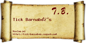 Tick Barnabás névjegykártya